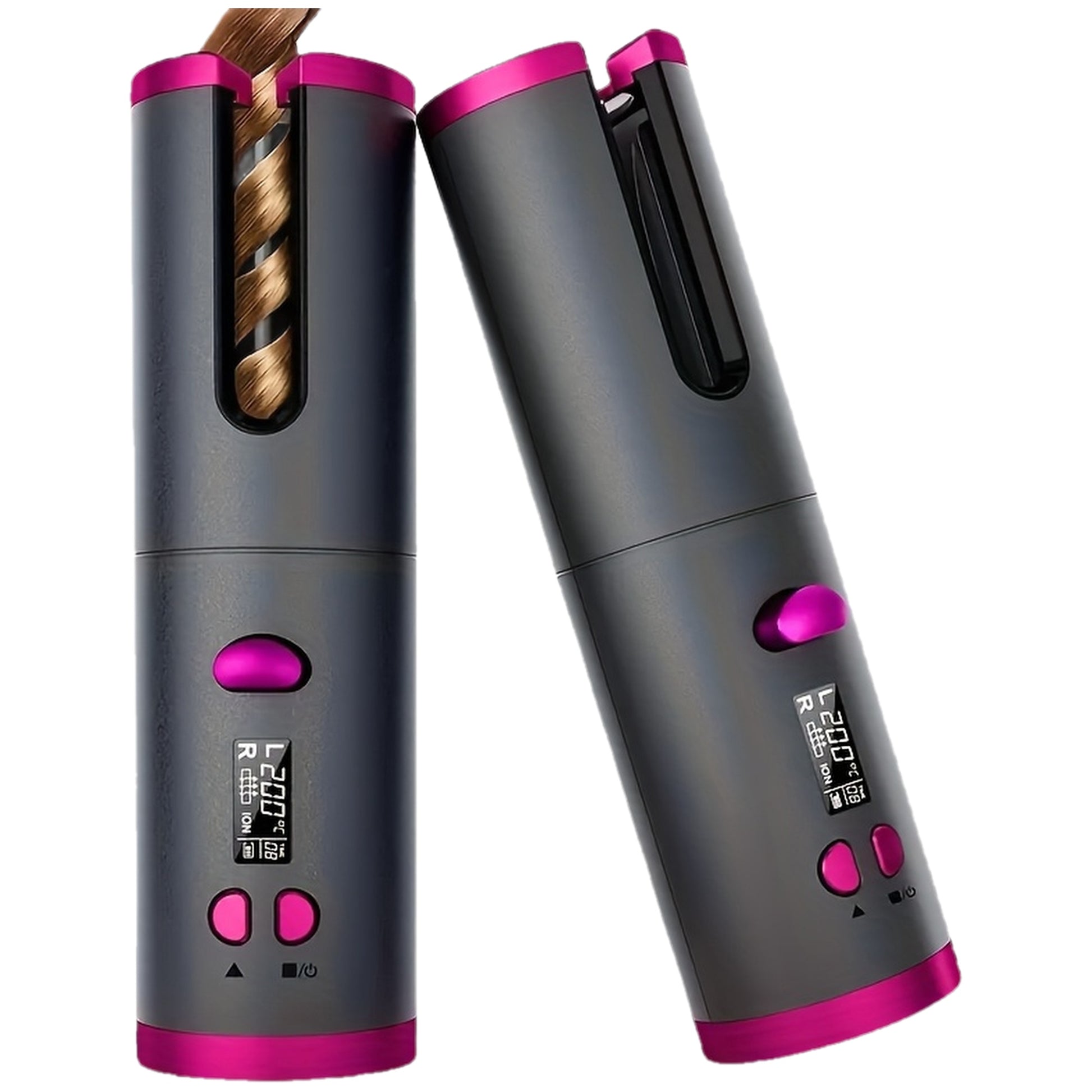 Rechargeable USB Automatic Curling Iron with Wireless 5 Temperature Settings for Different Hair Textures LeftRight Rotation and Adjustable Speeds