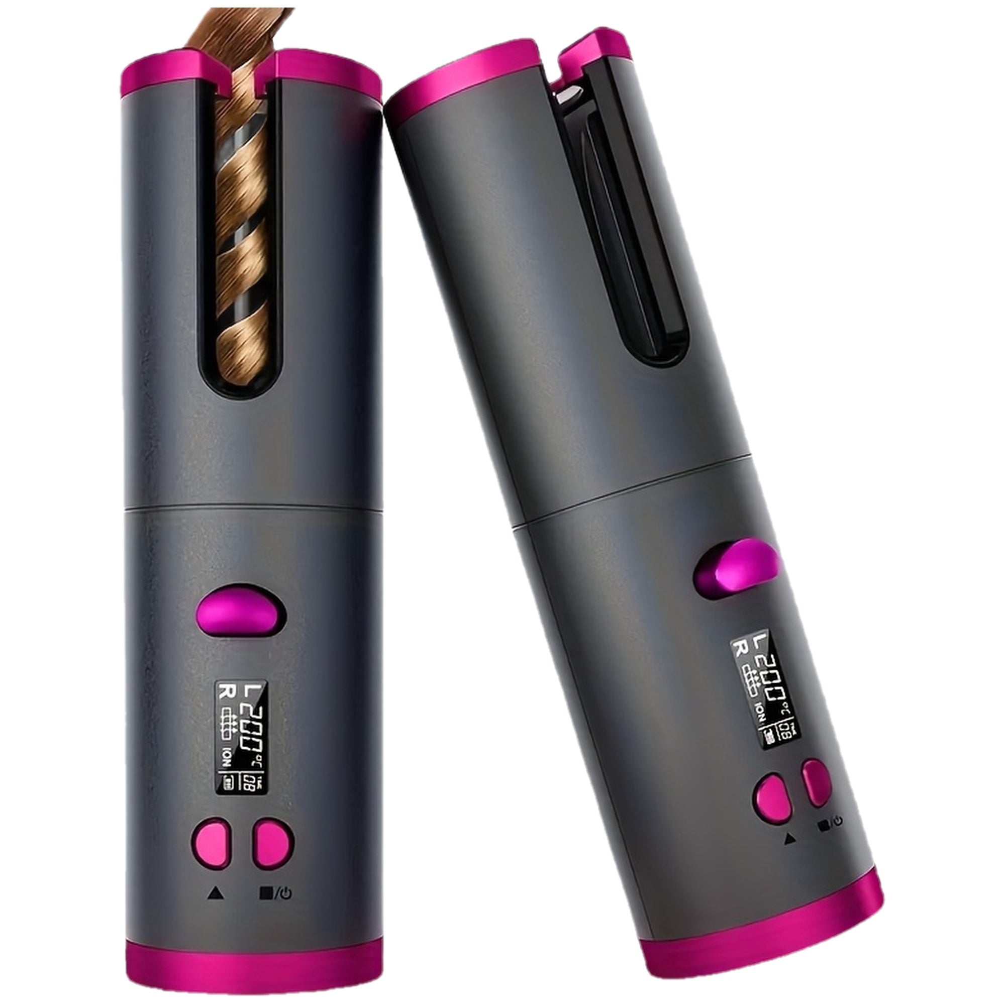 Rechargeable USB Automatic Curling Iron with Wireless 5 Temperature Settings for Different Hair Textures LeftRight Rotation and Adjustable Speeds