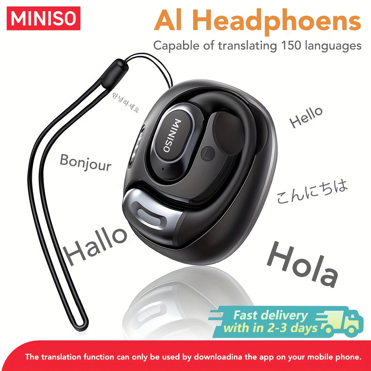 MINISO AI Translation Headset Immersive Sound Long Playback