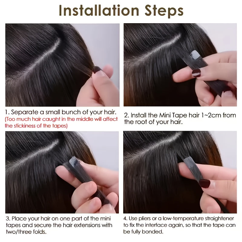 10pcs Mini TapeIn Human Hair Extensions  No Glue Needed Easy ClipIn Straight Hairpieces for Women 3048cm 4064cm 508cm Lengths Blonde Brown Black Colors Volume Boost  Style Change MultiEthnic Friendly