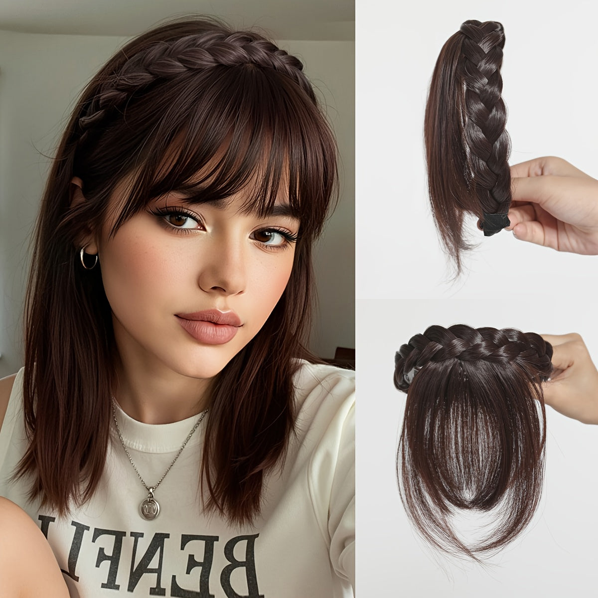 WomenS  MenS Front Bangs Hair Extensions  StraightTextured Look BrownBlackGrayBlondeRedWhiteGrayBlackGrayBlondeRedWhiteGrayBlondeRedWhiteGray Party Hairpiece Cosplay Accessory Easy Application Fashion Accessory