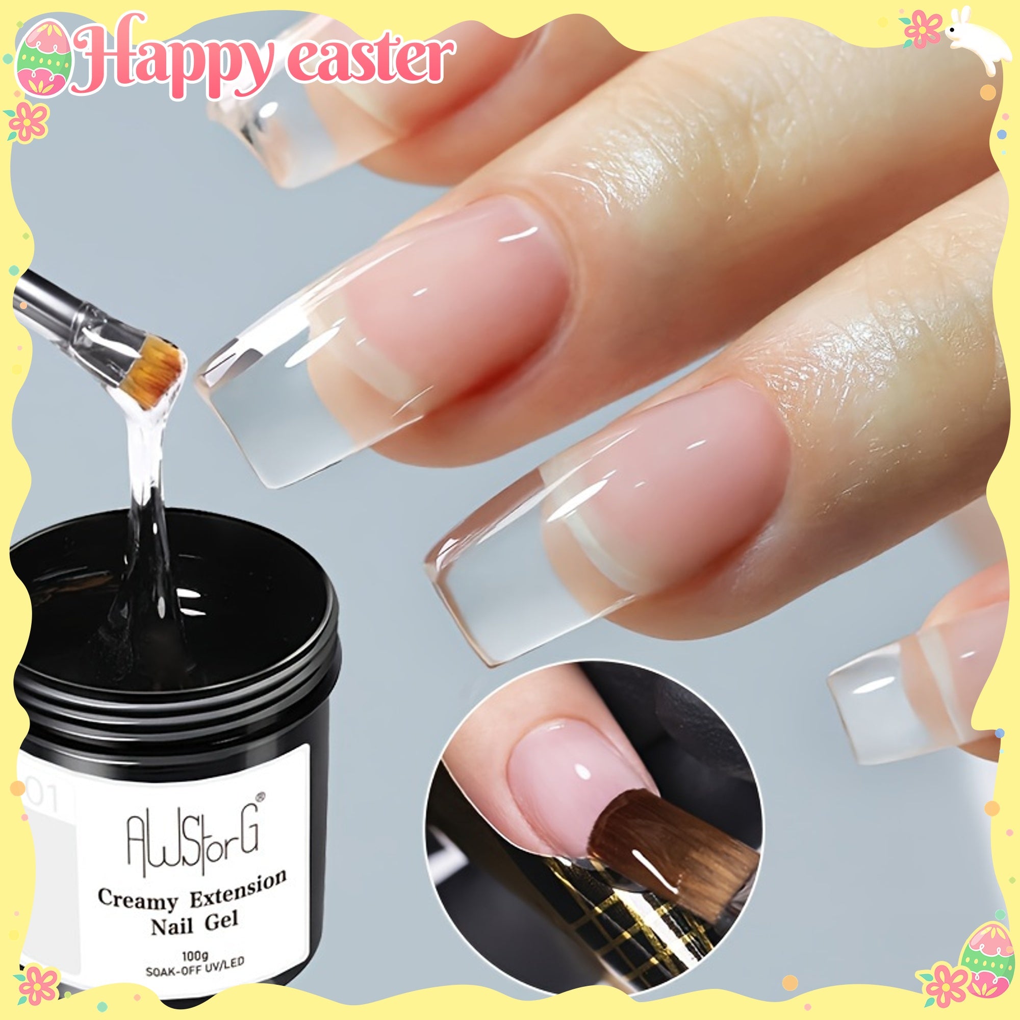 AWStorG 100g SemiPermanent Nail Extension Gel Milky Clear Nude  Ideal for French Nail Art Hard Gel Formulation LongLasting Wear Nourishing Ingredients Nail Art Accessorie