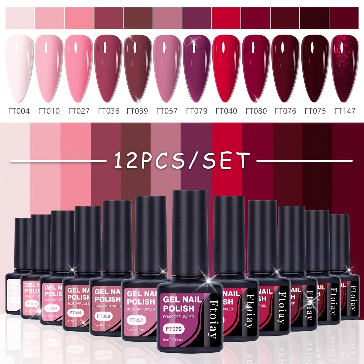 12pcs Gel Nail Polish Set  LongLasting LED Soakable Hypoallergenic Neutral and Glitter Tones AlcoholFree  Perfect for DIY and Salon Use