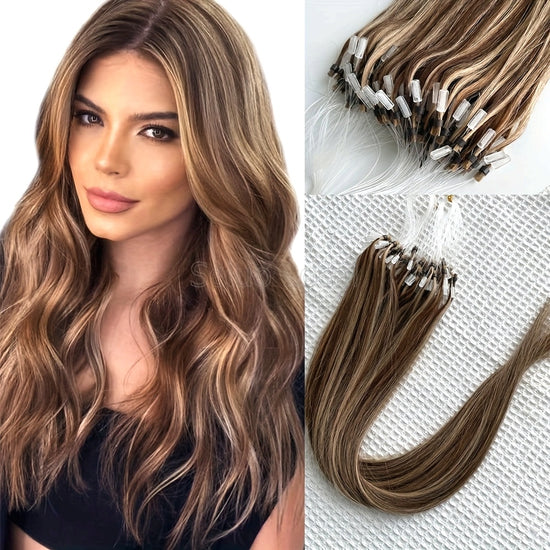 Micro Loop Hair Extensions Human Hair Highlight Micro Ring Beads Fishing Line Hair Extensions P427
