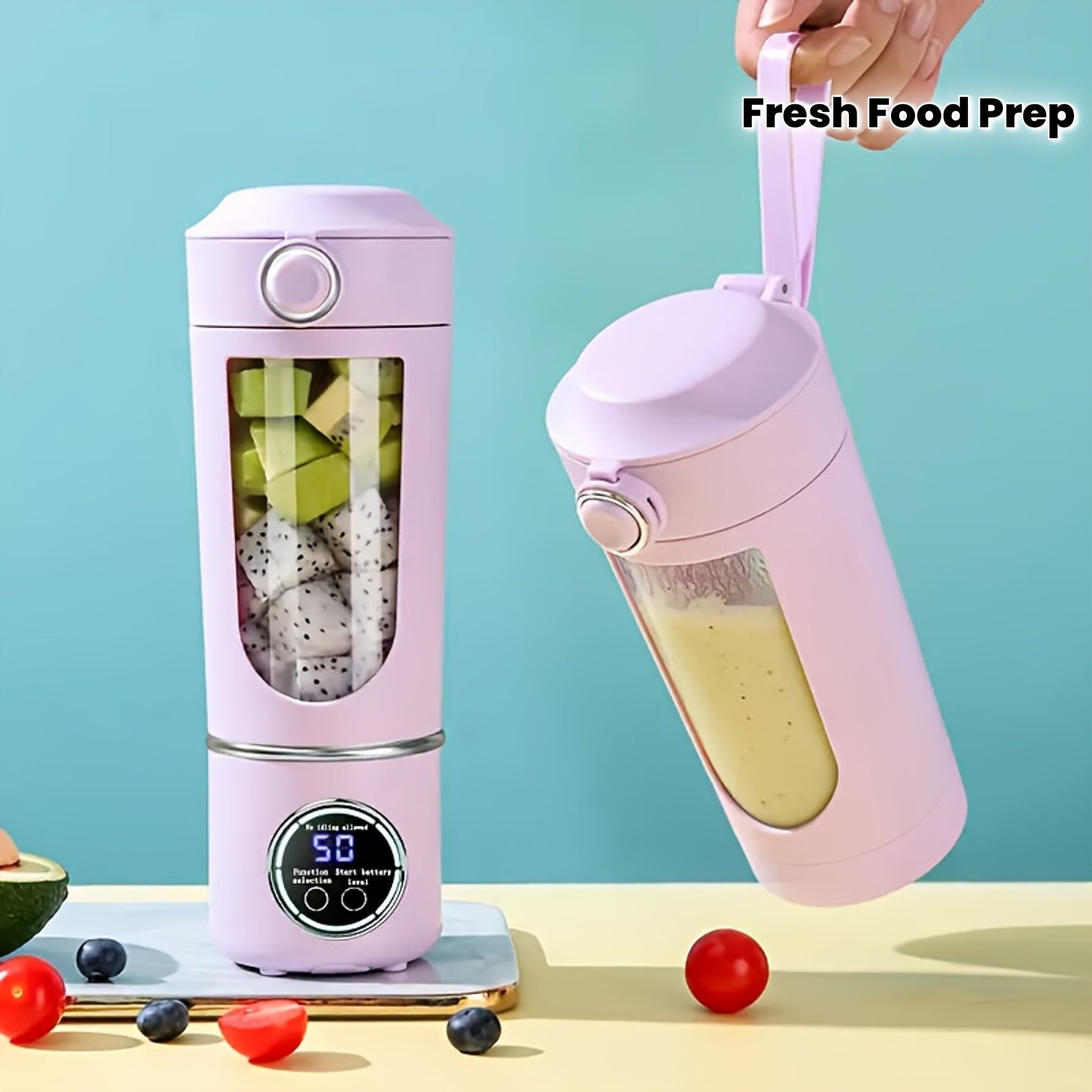 Portable USB Rechargeable Juicer with 3 Modes Digital Display 12 Blades  1522oz Capacity EasyClean Design Perfect for Smoothies Milkshakes and Fresh Food Prep Pink  Purple Options Portable Juicer  Modern Juicer  Durable Juicer