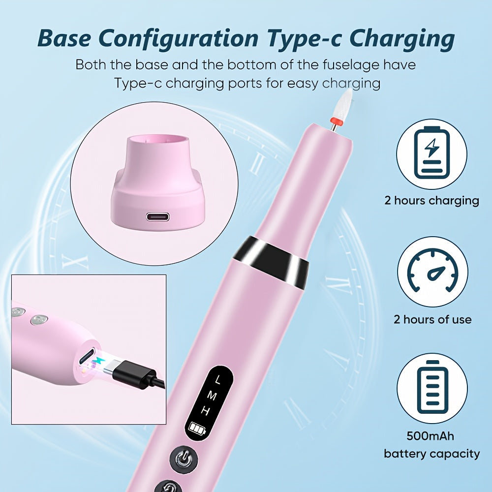 12in1 Professional Electric Nail Drill Kit with Wireless Charging Station  Quiet Rechargeable Nail Grinder 18000 RPM Motor  6Speed ReverseForward ManicurePedicure Set for Gel Nails Acrylic  Polish Removal 