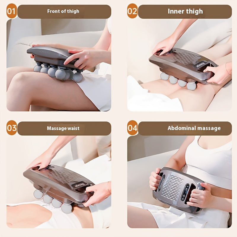 A Massage Gun with Ten Attachments Designed for Extensive Massage Coverage Featuring a Powerful Motor Durable Casing Lightweight Design Comfortable Grip Nine Intensity Levels And a NoiseReducing Mechanism Suitable for All Body Parts