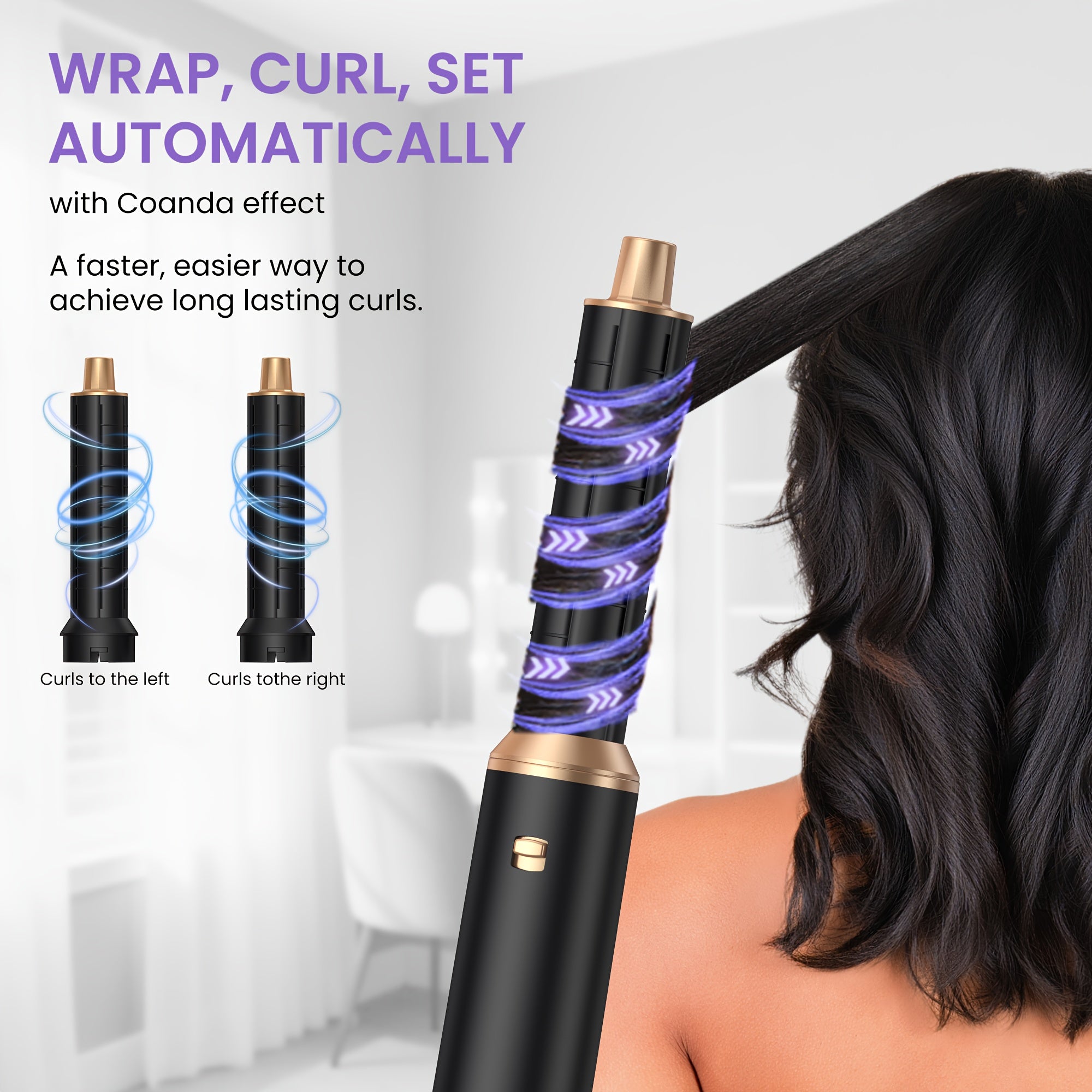 5In1 Hot Air Styling Brush with an Upgraded Detachable Design Featuring a Hair Curler And a 1000W Hot Air Curling Wand Equipped with an EU Plug