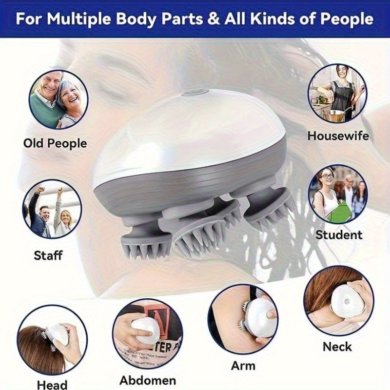 Handheld Electric Massager with 4 Rotating Heads for Muscle Neck And Scalp Massage