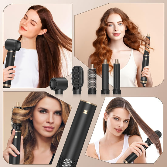 Detachable Hair Air Brush 5In1 Hot Air Styling Tool Curling Iron And Straightener Brush Volumizing Hair Styling Set