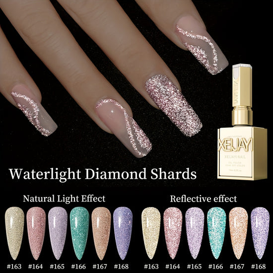 XEIJAYI 6Color Glitter Gel Nail Polish Set  Ultra Shiny Glitter Gel with Sparkling Glitter 6 Colors Pink Golden Purple Green Clear  LongLasting Glossy Nail Polish Gel