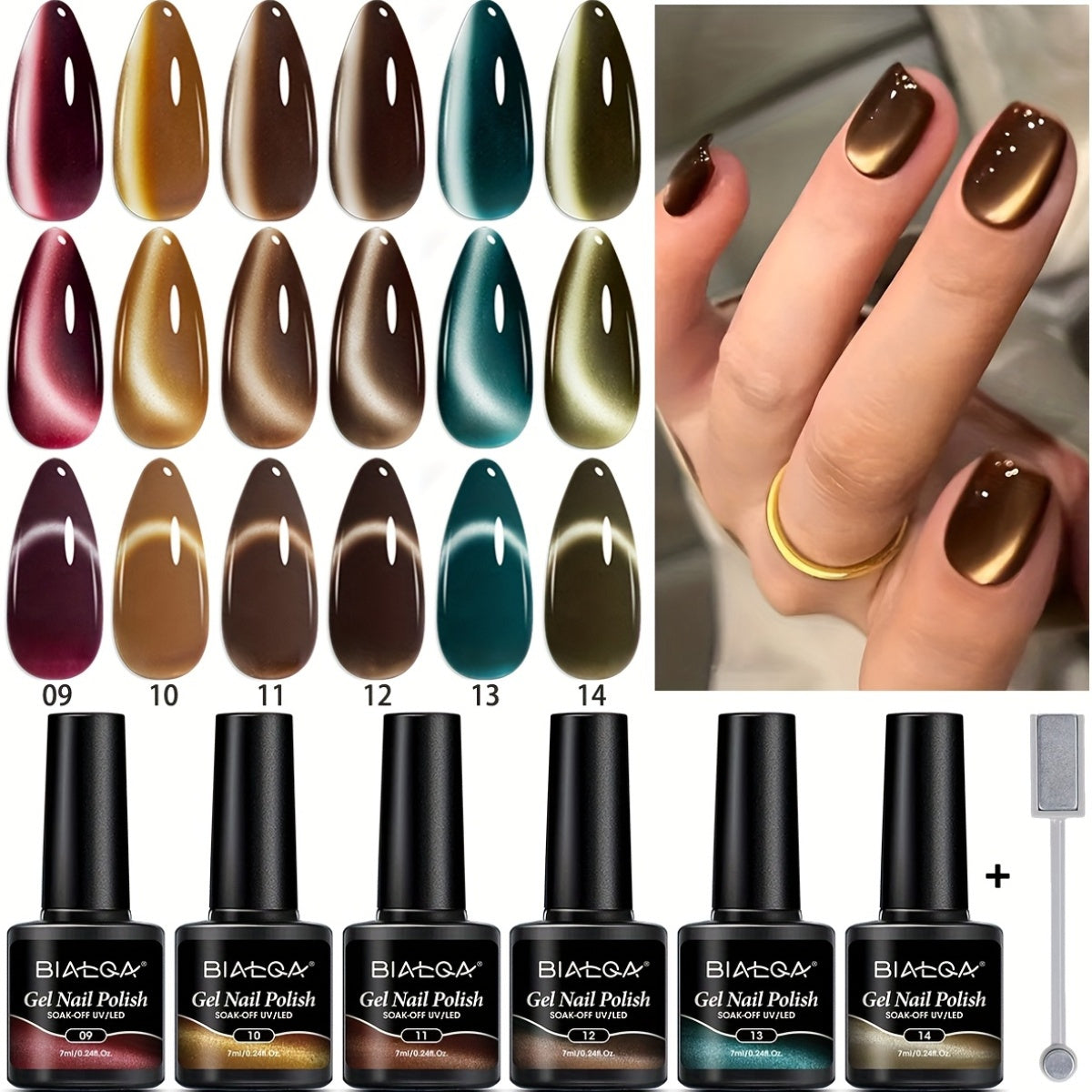 7pcsSet Magnetic Moonlight Cat Eye Nail Polish Set LED LongLasting Salon Quality Trendy White Moonlight Shade AlcoholFree for SalonQuality Manicure