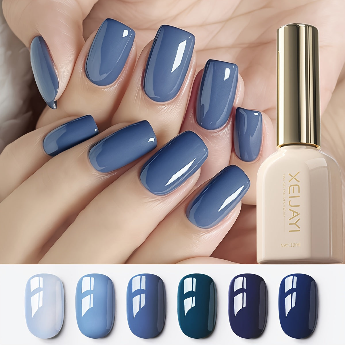 6 Colors Gel Nail Polish New recommended Ice Blue Nail Art Ice Mist Blue Nail Art Gentle and Versatile Gel Nail Polish High Saturated Gloss Firm and Longlasting Nail Art Gel for Salon Nail DIY Womens Gifts
