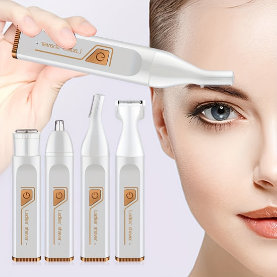 4in1 WomenS Electric Hair Remover Set  USB Rechargeable Gentle on Sensitive Light Ideal for Eyebrows Nose Face Legs  Portable  MultiFunctional Grooming Tool Perfect MotherS Day Gift Hair Removal DeviceSleek DesignUSB Rechargeable De