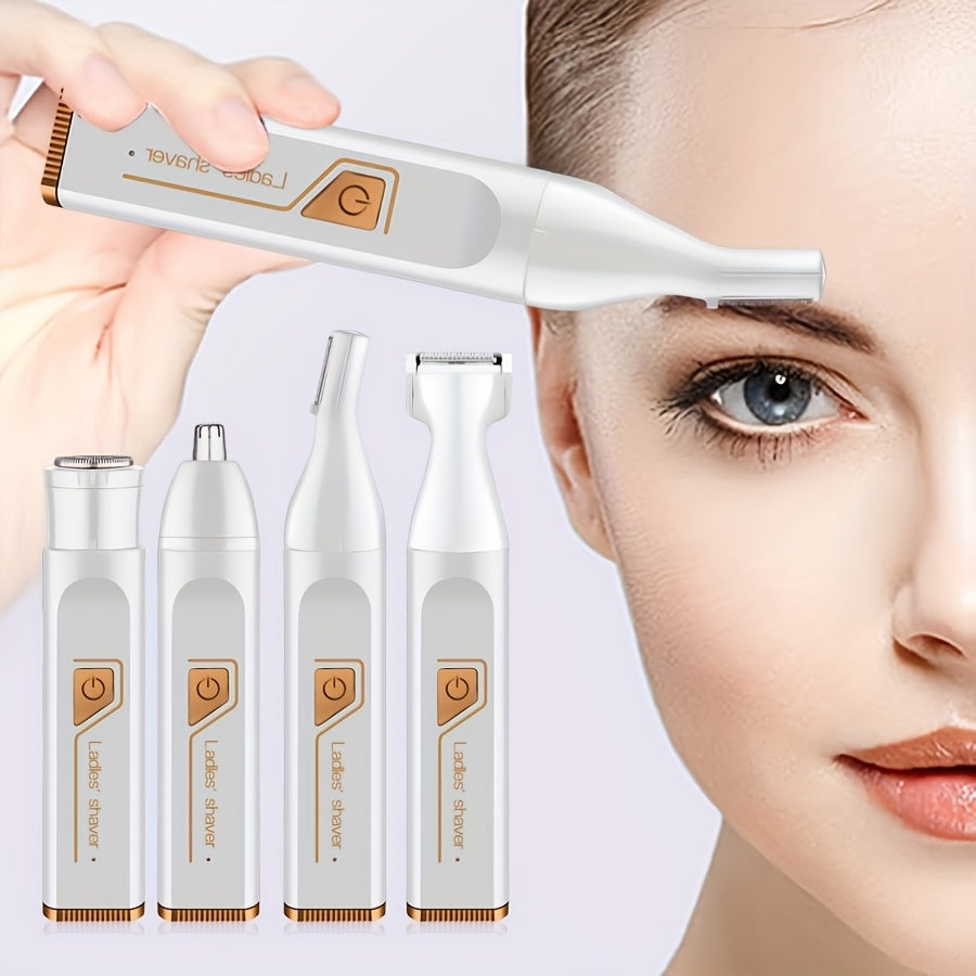 4in1 WomenS Electric Hair Remover Set  USB Rechargeable Gentle on Sensitive Light Ideal for Eyebrows Nose Face Legs  Portable  MultiFunctional Grooming Tool Perfect MotherS Day Gift Hair Removal DeviceSleek DesignUSB Rechargeable De