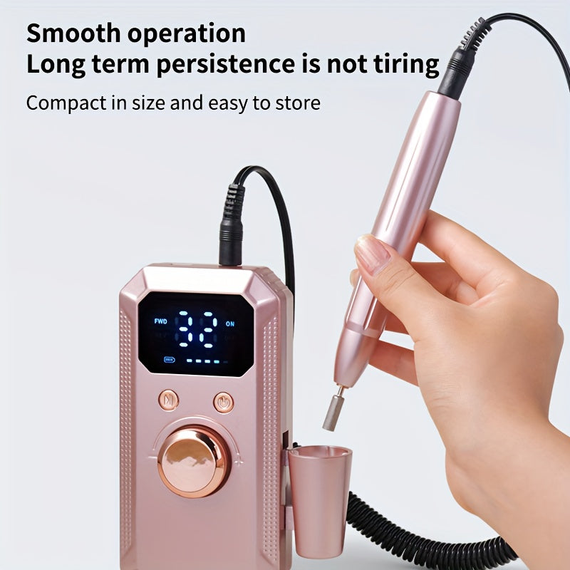Electric Nail Grinder Set with USB Charging  32 Adjustable Settings Portable Nail Polisher and Pedicure Tool Includes Nail File and Pusher Stick Suitable for Home Salon Manicure and Pedicure Shaping Tools Professional Nail Drill