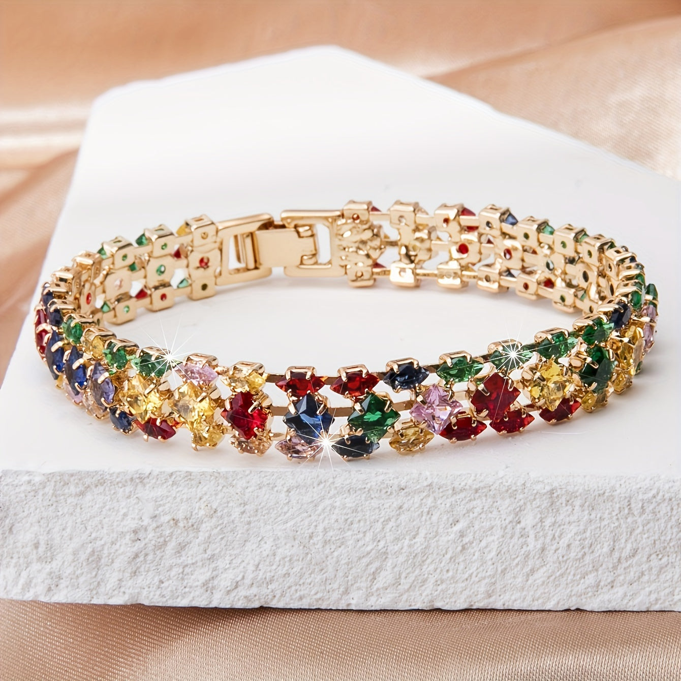 Boho Chic MultiGeo Zirconia Clasp Bracelet
