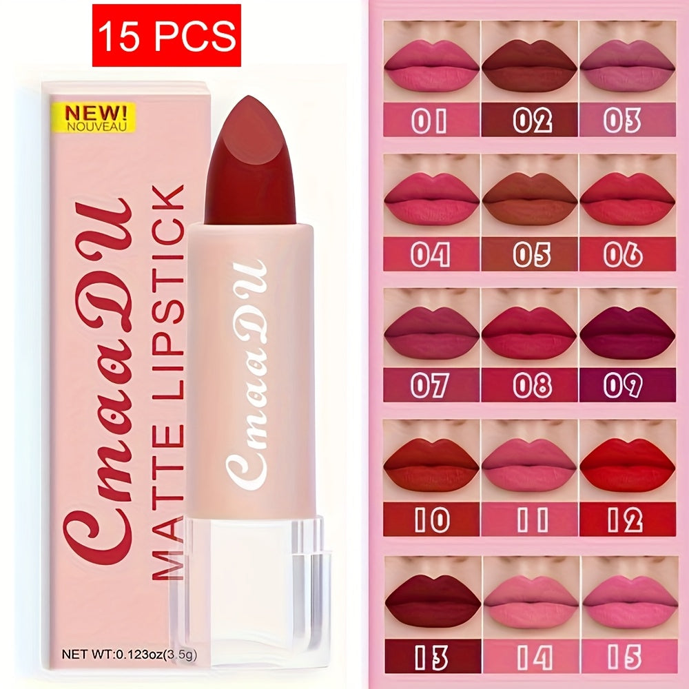 CmaaDU 15pcs Matte Lipstick Is Easy to Apply Longlasting Lip Gloss Is Waterproof Sweatproof Does Not Stick to Glasses And Does Not Fade It Is The Best Choice for Lip Makeup And A Beautiful Gift