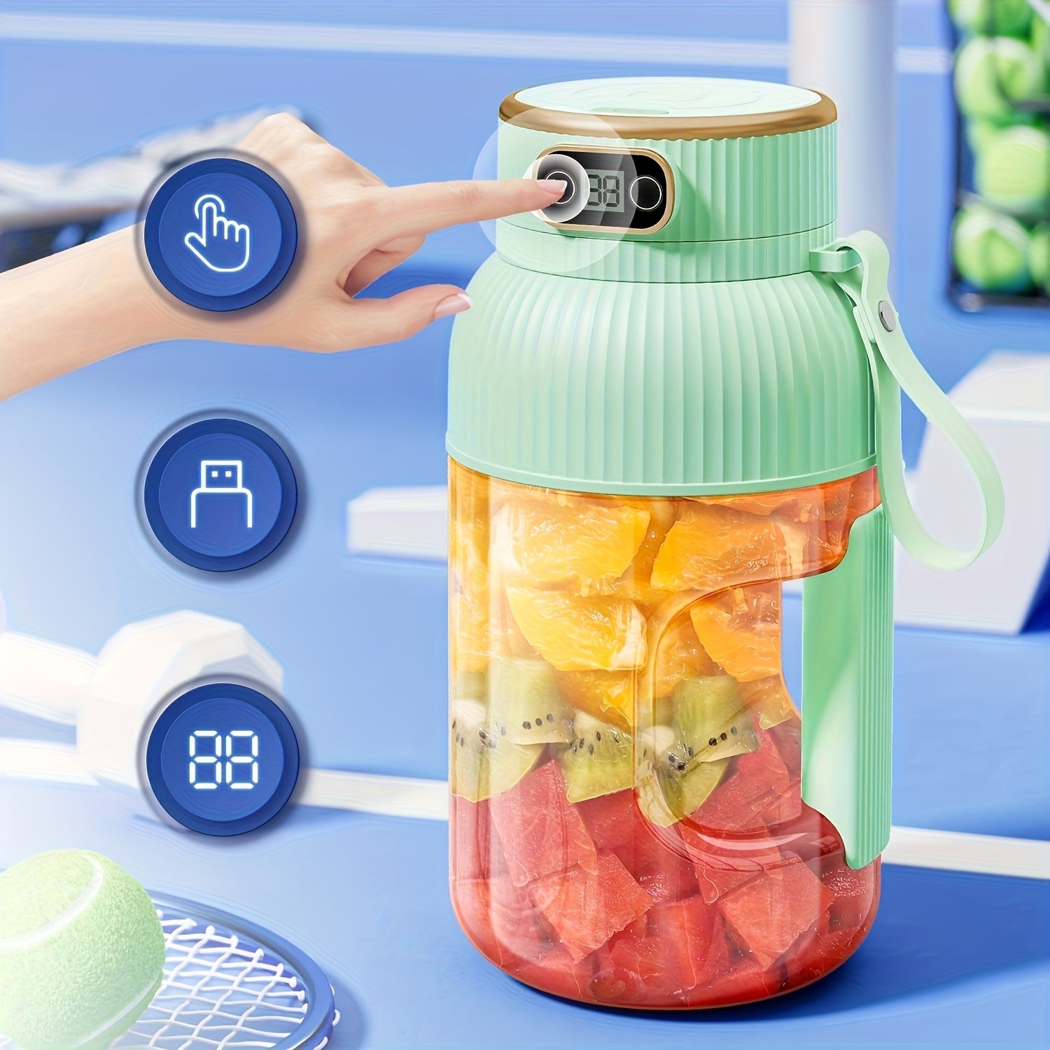 1500ml Large Capacity Portable Juicer USB Rechargeable Juice Blender for Fresh Fruit and Vegetable Juice at Home